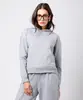 blusão feminino de moletom felpado com capuz bordado mindset cinza GG