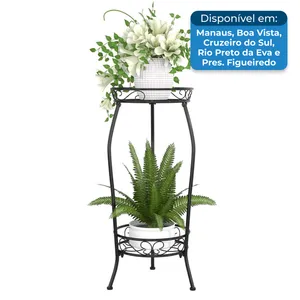 Suporte de Plantas Vecelo Em Metal 69x31,5x31,5cm Preto A-BI