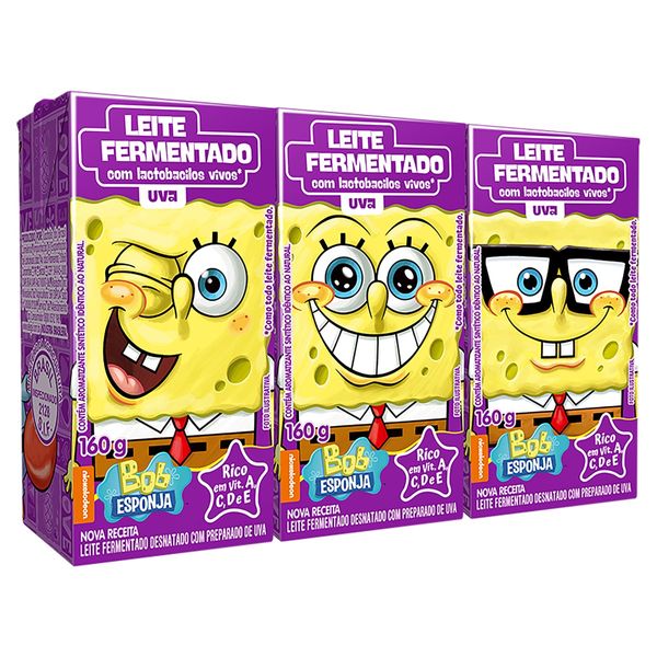 Leite Fermentado Elegê Bob Esponja Uva 160g