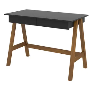 Escrivaninha em MDF/Pinus Taeda, 2 Gavetas - Old Preto / Amêndoa