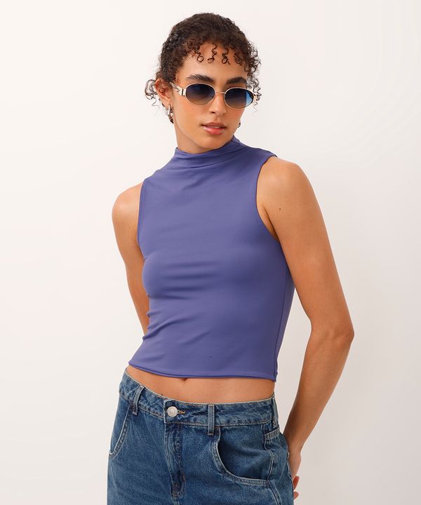 cropped long de poliamida cavado - azul P
