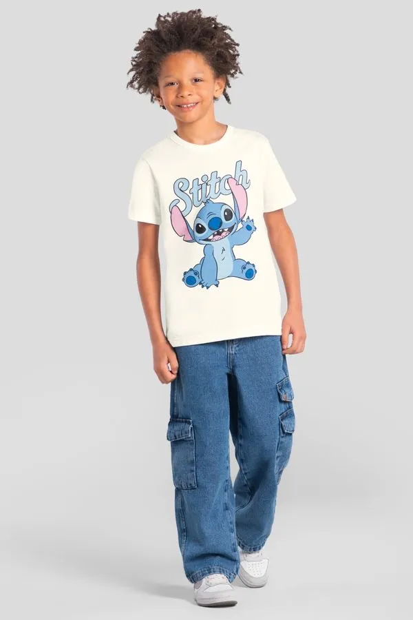 Camiseta infantil unissex do Stitch com máscara Brandili -4