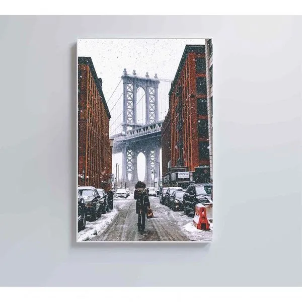 Quadro Ponte Do Brooklyn Neve 80x120 Cm Adesivo Fotográfico
