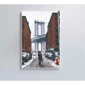 Quadro Ponte Do Brooklyn Neve 80x120 Cm Adesivo Fotográfico