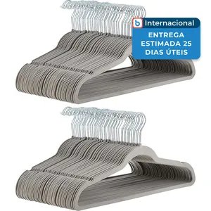 Cabides Amazon Basics Antiderrapantes Com 100 Unidades Cinza Prateado A-MBI