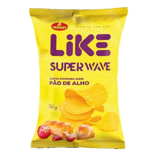 Batata Croques Chips Like Super Wave Pao Alho 76g