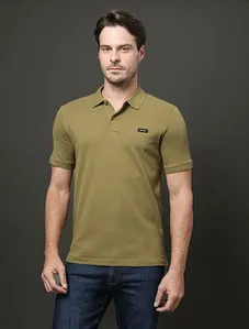 Polo Masculina Slim Piquet Calvin Klein - Oliva Polo Masculina Slim Piquet Calvin Klein Oliva Ggg