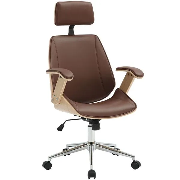Cadeira Para Escritório Presidente Giratória Office Natural Polaris Corano R01 Marrom - Lyam Decor
