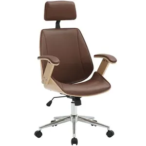 Cadeira Para Escritório Presidente Giratória Office Natural Polaris Corano R01 Marrom - Lyam Decor