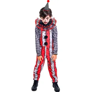 Fantasia Palhaço Halloween Infantil de Luxo com Chapéu P / Vermelho