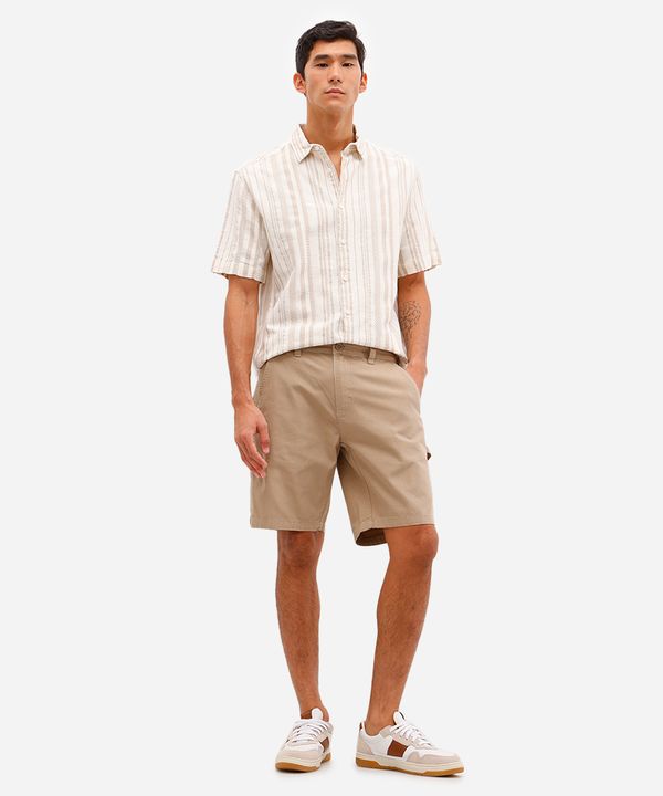 bermuda reta masculina de sarja bege 44