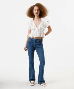 calça flare feminina jeans azul 44
