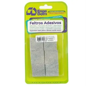 Feltro Protetor Quadrado Adesivo 3x3cm - 1638 - ENGEDOM