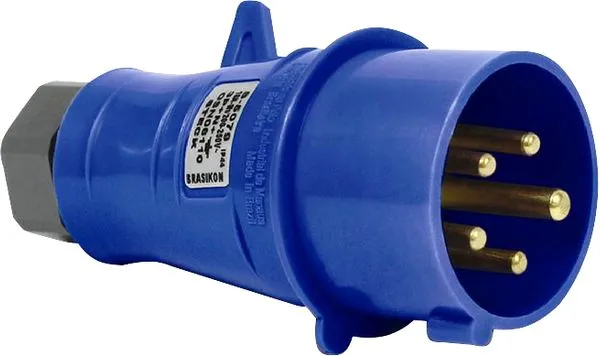 Plugue industrial 3P+T 16 A 220 V~ terra posição 9H cor azul IP44 - STECK