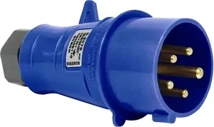 Plugue industrial 3P+T 16 A 220 V~ terra posição 9H cor azul IP44 - STECK