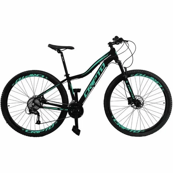 Bicicleta Aro 29 Cripto 24v Acera Mountain Bike Quadro Alumínio 24 Marchas Freio Hidráulico Cripto Bikes Preto Verde Bicicleta Aro 29 Cripto 24v Acera Mountain Bike Quadro Alumínio 24 Marchas Cripto Bikes