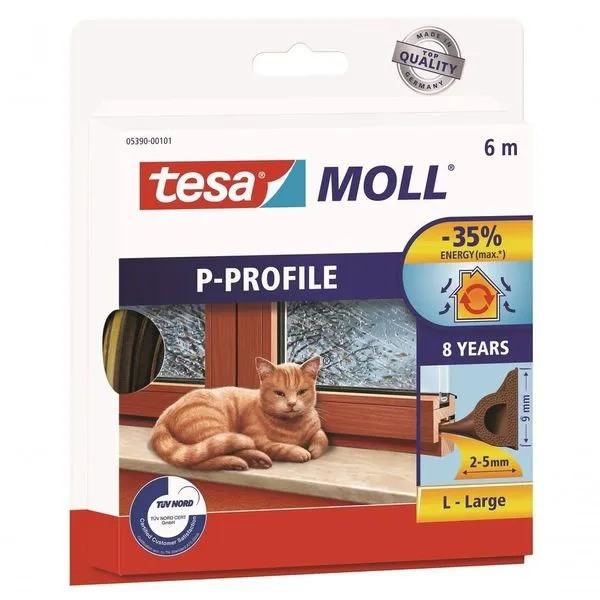 Fita Para Vedação De Portas-janelas 9mmx6m Altura 5mm Marrom Tesa Moll 05390