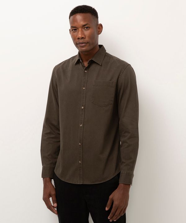 camisa comfort de sarja manga longa verde militar P