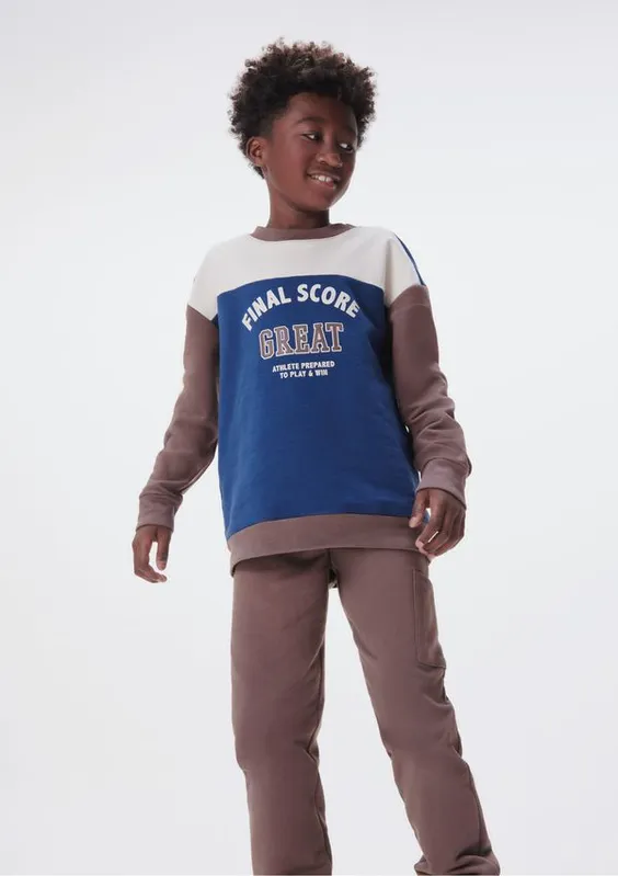 Conjunto De Moletom Infantil Menino Com Estampa - Marrom 006