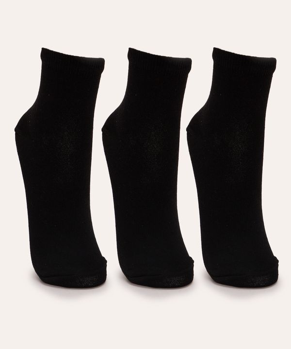 kit de 3 pares de meias cano médio preto preto 34-39