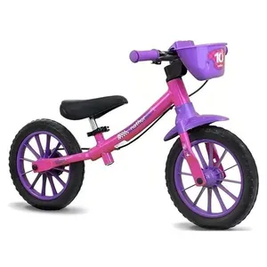 Bicicleta Infantil Balance Bike Aro 12 V-Brake sem Pedal Rosa Nathor Bicicletas Bicicleta Infantil Balance Bike Aro 12 V-Brake sem Pedal Rosa Nathor