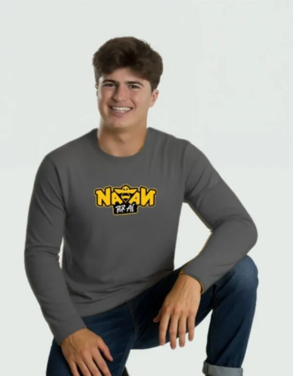 Camiseta UV Cinza Manga Longa Natan por Aí Logo P / Cinza