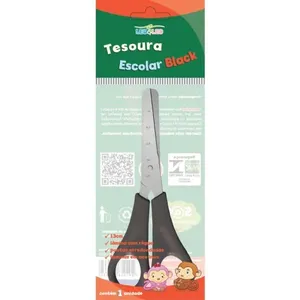 TESOURA ESCOLAR PRETA 13CM