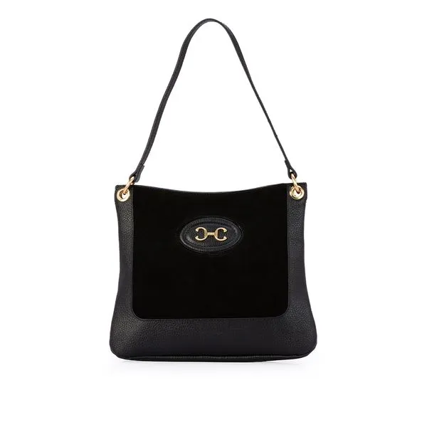 Bolsa Shoulder Couro Suede Preta