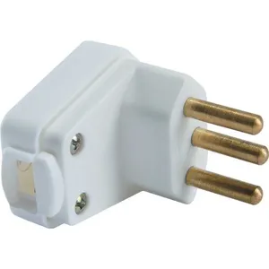 Plugue Macho 2P +T NBR/10A Branco Corpo Triangular - Tramontina