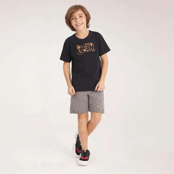 Conjunto Curto Tigor T Tigre Camiseta Bermuda Bordado Preto 12