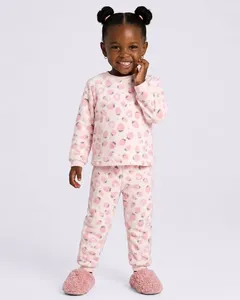 Pijama Bebê Fleece com Estampa Morangos Rosa 1