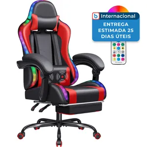 Cadeira Gamer Homall com Apoio para os Pés e Luzes RGB Preto/Vermelho A-MBI