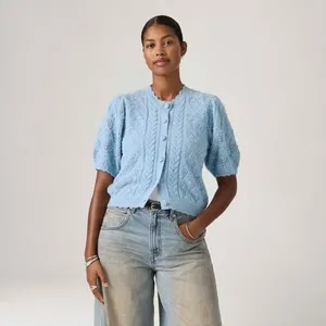 Cardigã Levi's® Pauline Tricot Azul Manga Curta - S USA | P BR