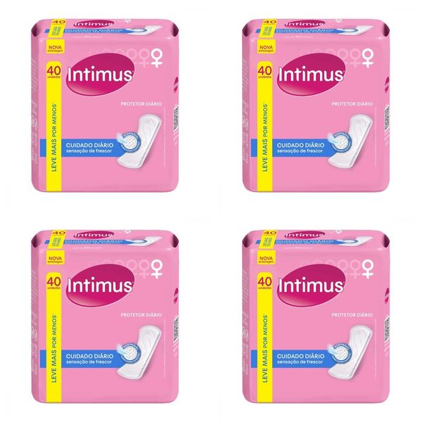 Kit c/4 Absorventes Intimus Protetor Diário Sem Perfume 40 Unidades cada