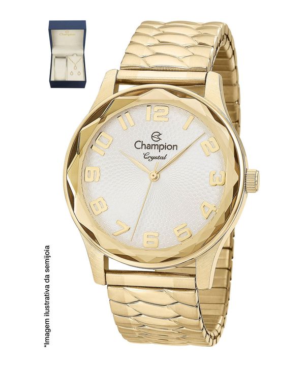 Kit de Relógio Analógico Champion Feminino+ Colar + Brinco - CN27885W Dourado Único