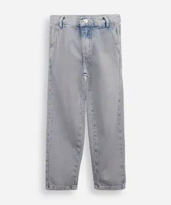 calça reta infantil jeans cós elástico azul 4