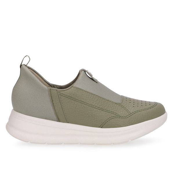 Tênis Casual Verde Couro Detalhe Elastano 38