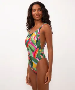 maiô estampado com bojo e proteção uv verde M