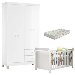 Berço Americano Lara com Colchão Gazin e Guarda Roupa Ternura Baby 4 Portas Branco Incorplac Berço Americano Lara Com Colchão Gazin E Guarda Roupa Ternura Baby 4 Portas Branco Flex - Incorplac