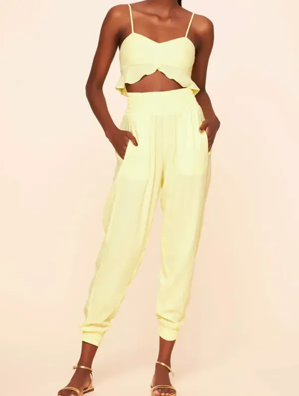 Cropped com Babados Linho Colors AMARELO GG