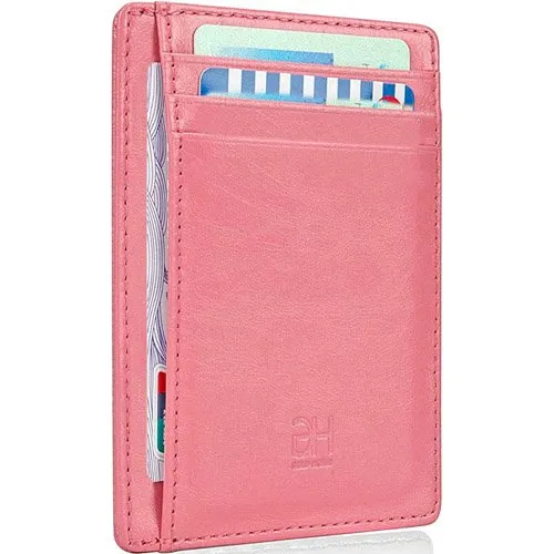 Porta-Cartão Gold House Fino Bloqueio RFID Couro Rosê A-MBI