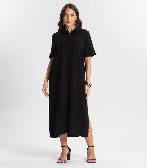 Vestido Midi Com Fenda Lateral Endless Preto G