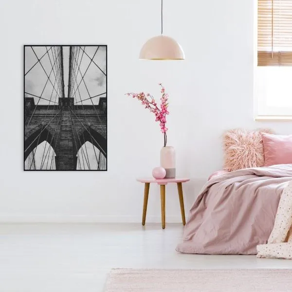 Quadro Ponte Do Brooklyn Preto E Branco 40x60 Cm Adesivo