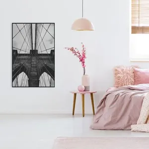 Quadro Ponte Do Brooklyn Preto E Branco 40x60 Cm Adesivo