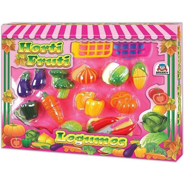 Kit Brinquedo Educativo Hortifruti Legumes com Velcro 12 Peças Braskit