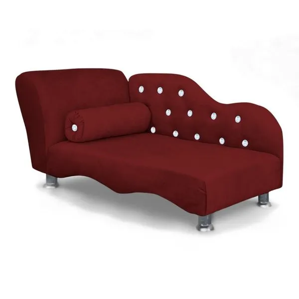 Caminha Mini Poltrona Divã Strass para Cães e Gato Loja Sheep Veludo Vermelho 62x47x37cm Caminha Mini Poltrona Divã para Pet Loja Sheep Veludo Vermelho com Almofada Decorativa