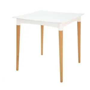 Mesa Tramontina Diana 70x70cm Branco Pernas de Madeira