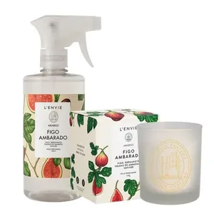 Kit Água Perfumada 500ML e Vela Perfumada Figo Ambarado Frutal Arabesc L'envie Kit Água Perfumada 500ML e Vela Perfumada Figo Ambarado Arabesc L'envie