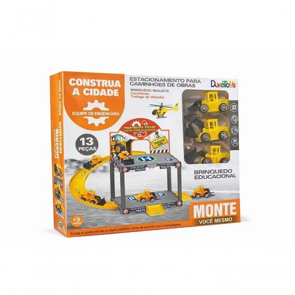 Brinquedo de Engenharia com Pista e Carrinhos Montáveis DTY0704 Amarelo Dute Brasil Brinquedo de Engenharia Pista com Carrinhos Montáveis DTY0704 Amarelo Dute Brasil