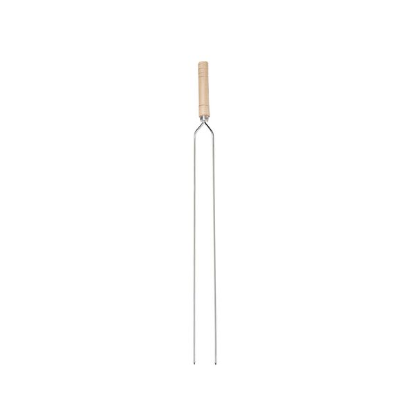 Espeto Duplo Cromado e Cabo Madeira Churrasco 75cm
